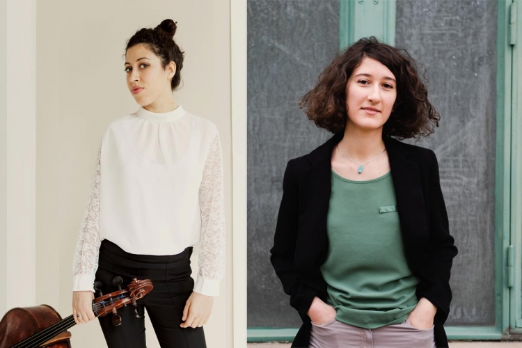 Celliste Ella van Poucke en pianiste Nathalia Milstein op het podium in Haven