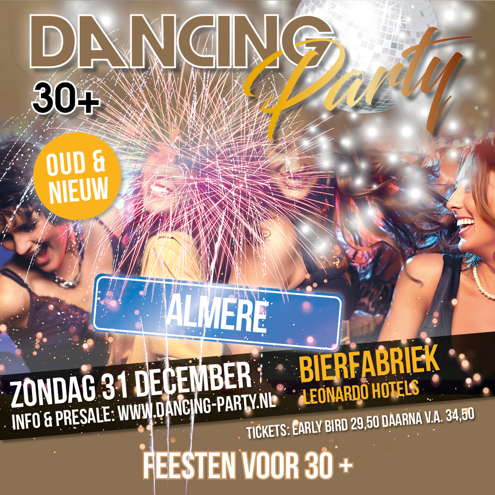 Agenda: Dancing Party voor iedereen vanaf 30 jaar in Almere Stad (Oudejaarsavond 31/12)