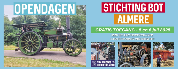 Weekend van 5 en 6 juli: Open dagen met oude landbouwmachines, voertuigen en stoommachines in Noorderplassen